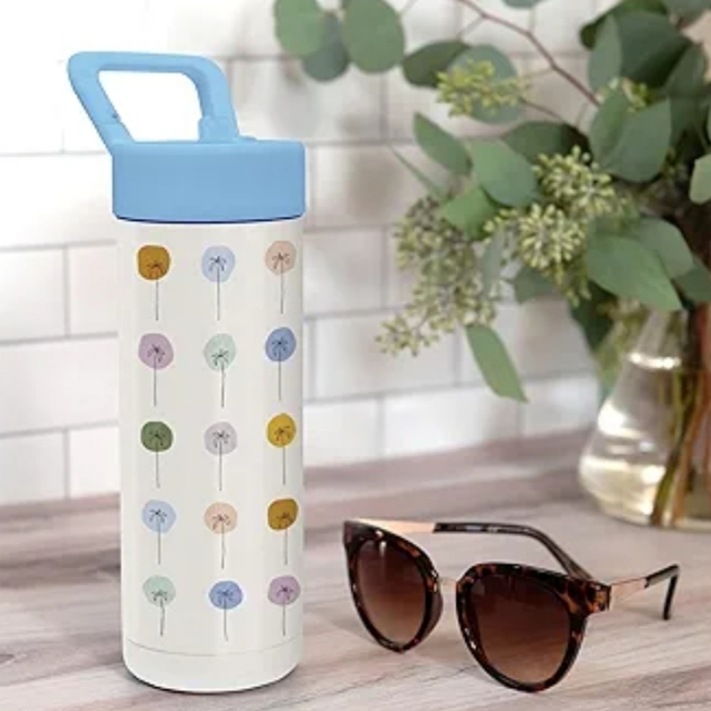Studio Oh! Dotted Palms by Jen B. Peters Snap-Hook Insulated Water Bottle. - Picture 5 of 9